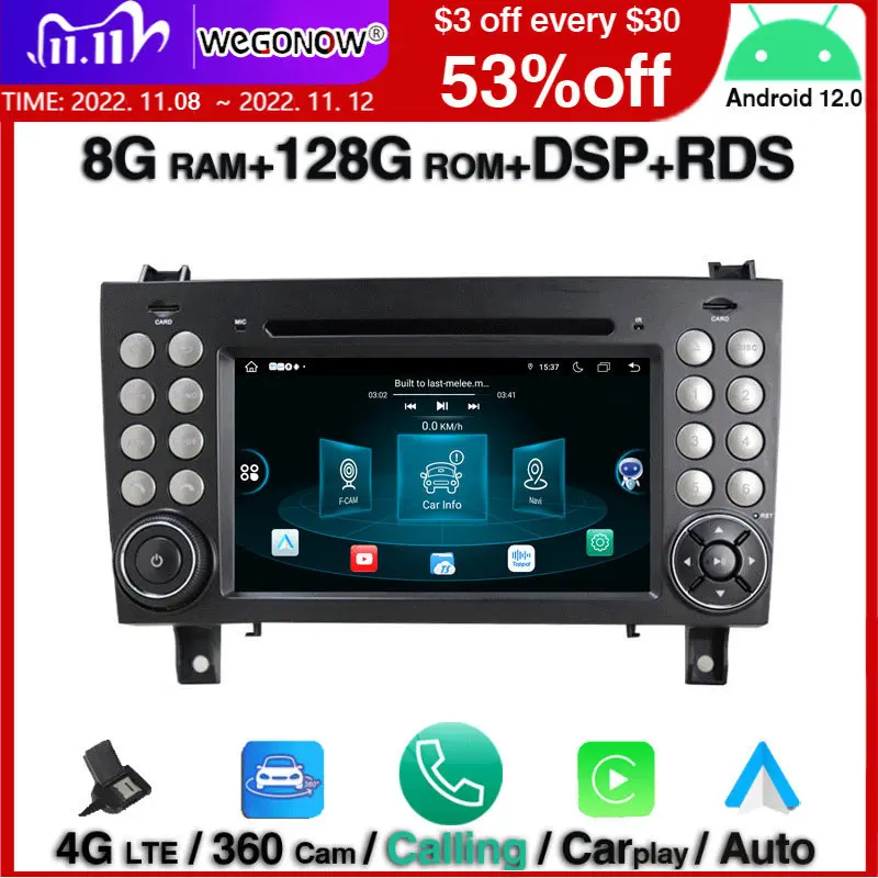 

Carplay 360 камера DSP Android 12,0 8 Гб 128 Гб 8 ядер Wifi BT5.0 RDS радио GPS карта плеер для Benz R171 W171 Benz SLK R171 SLK200