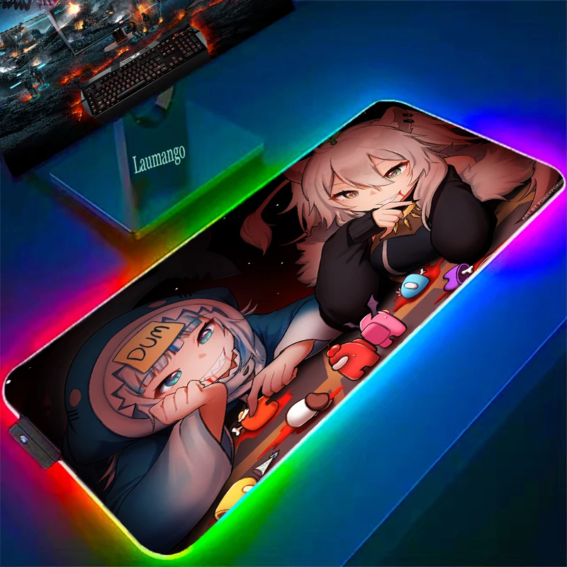 

Gaming Keyboard Pad Hololive Laptop Mat Mouse Gamer Rug Computer Desk Accessories Anime Mousepad Rgb For Office Game Mats Diy