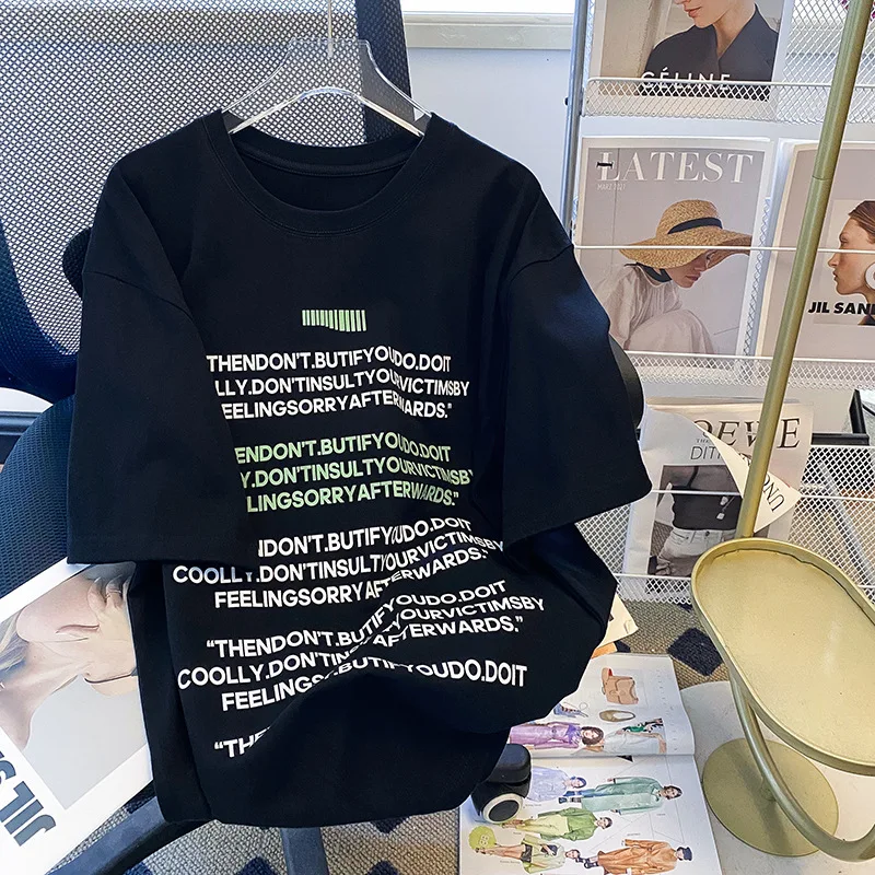 

Oversized T-shirt Women's Letter Print Short-sleeved T-shirt Women's 2022 Summer New Fashion Tops Gothic Casual Short Sleeve