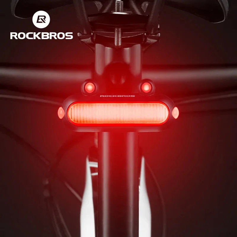 

ROCKBROS Bike Rear Light Type-C Charging IPX6 Bike Taillight LED Cycling Tail Light Safety Warning 5 Modes Bicycle Lamp Light