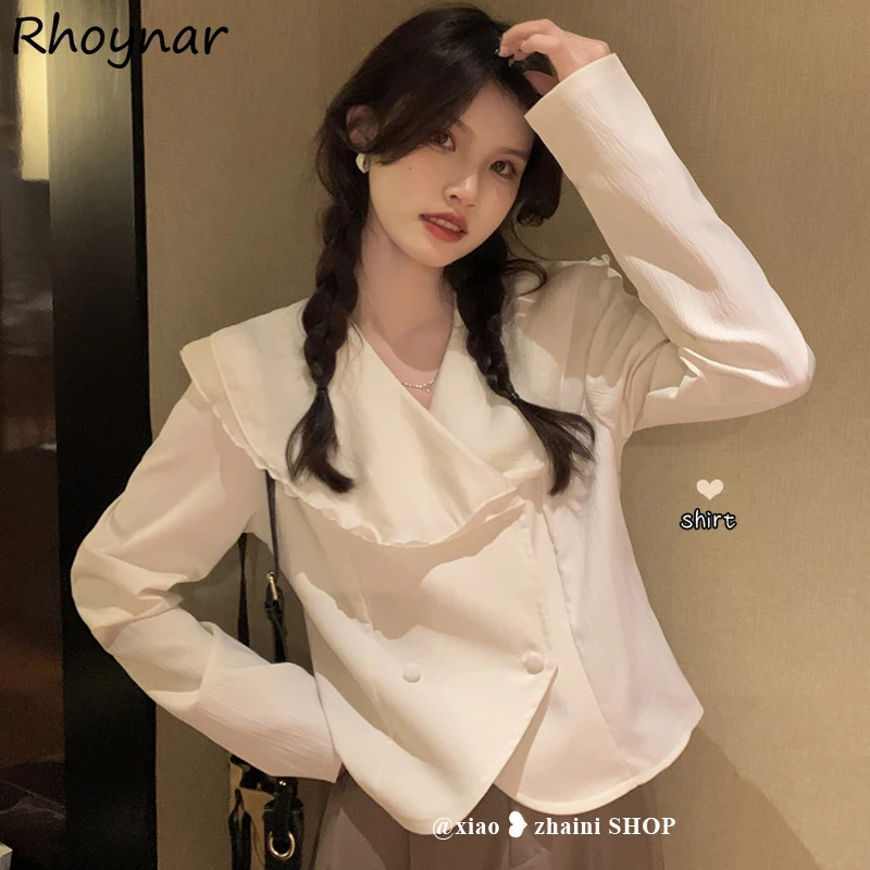 

Рубашки женские милые однотонные в стиле Ins уличная одежда для колледжа в Корейском стиле весенняя одежда прямые Популярные универсальные ...