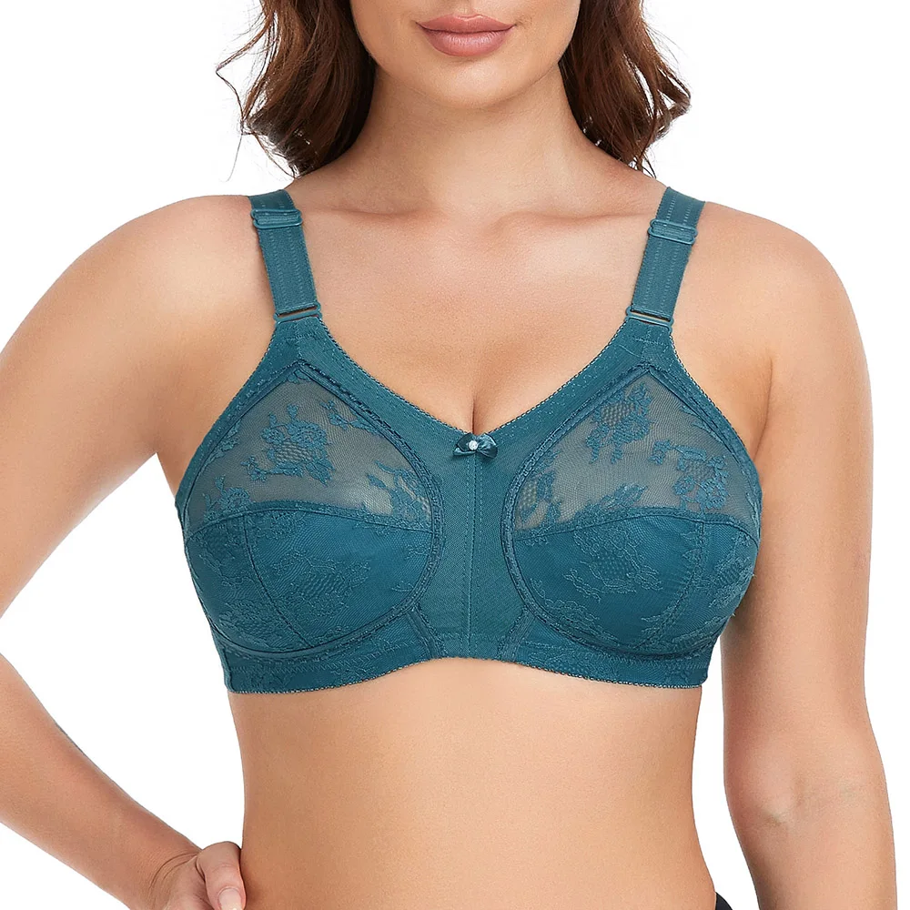 Sexy Women Bra Lingerie Lace Mesh Thin Plus Size Bra Wire Free Embroidery Bras For Women B C D E F G H I Cup