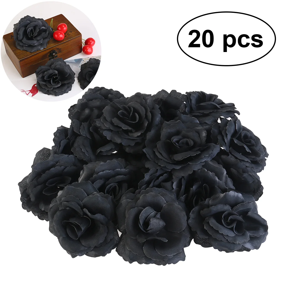 

WINOMO 20pcs Rose Silk Flower wedding DIY Party House Office Shop Garden Decoration (Black)