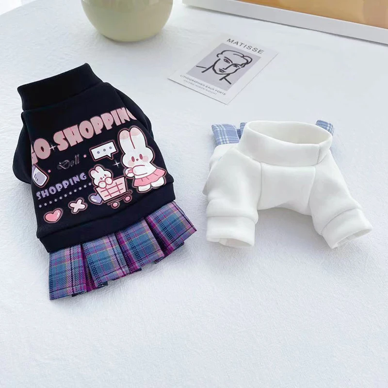 

Winter Dog Dress Preppy Style Pet Hoodies Skirt for Small Medium Dogs Cats Puppy Dresses Chihuahua Vest French Bulldog Clothes