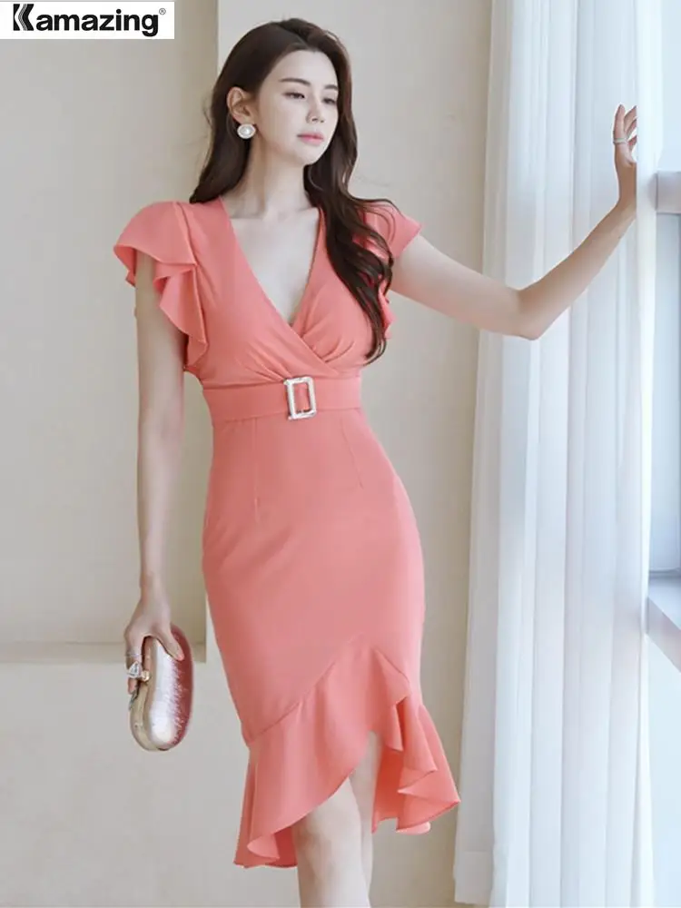 Летнее офисное женское Повседневное платье однотонное Формальное тонкое