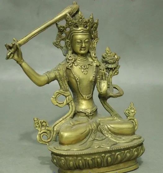 Тибетский буддийский храм латунное сиденье лотос Веншу Манджушри статуя богини