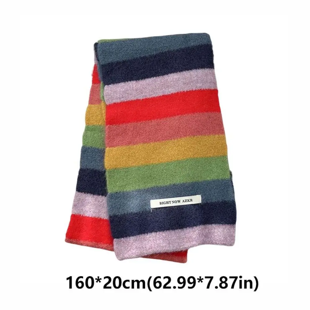 Теплый шарф в радужную полоску аксессуары для одежды бандана пашмина корейском