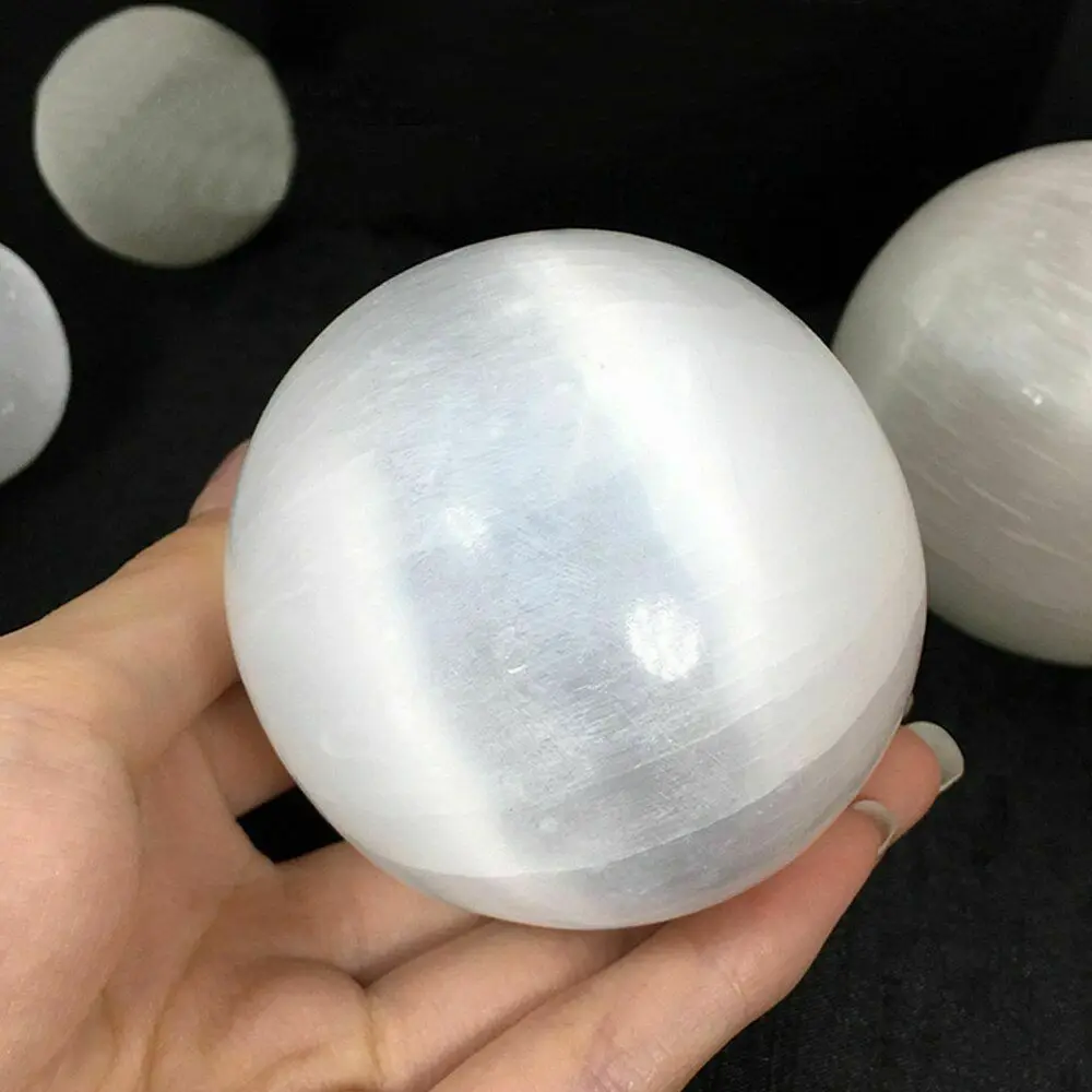 

Natural white selenite ball crystal quartz Reiki Healing Room Decoration，Natural stone home decorated high quality stones sphere