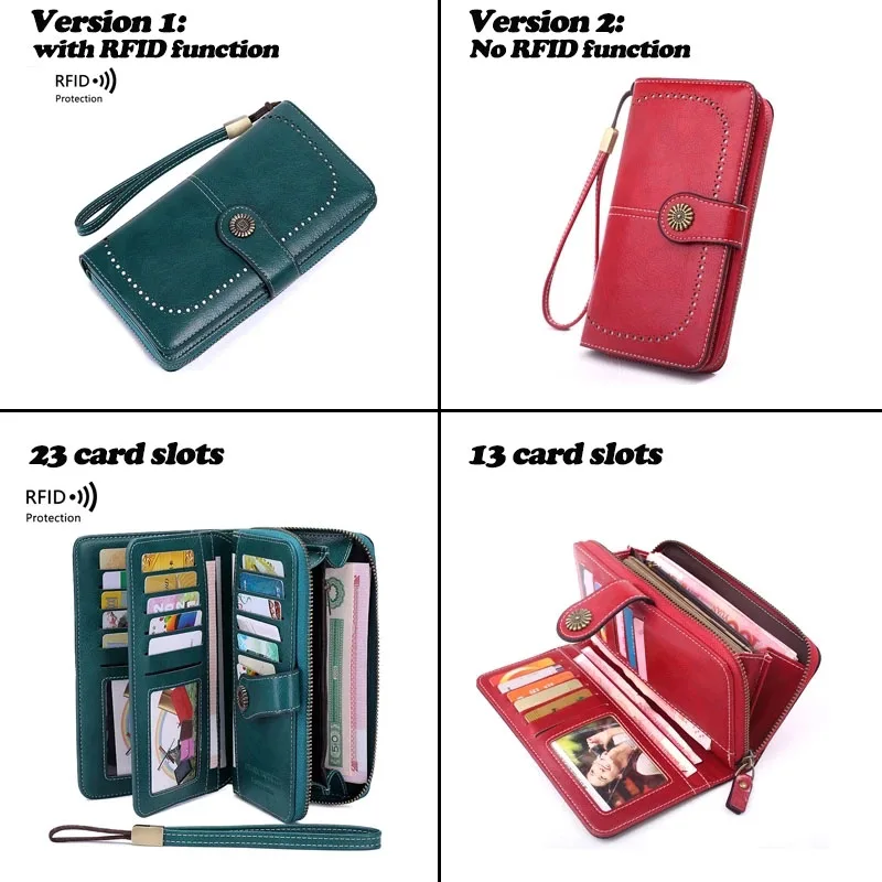 Высококачественный Женский кошелек RFID кожаные кошельки с защитой от кражи для