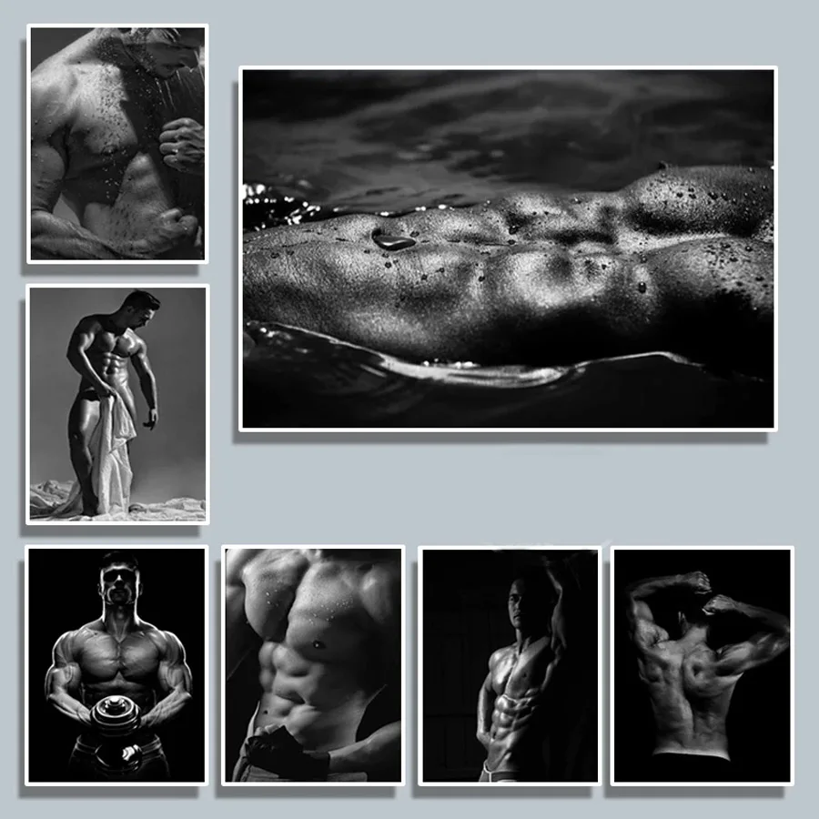 

Сексуальный мужской тренажерный зал фитнес черно-белая стена искусство алмазная живопись вышивка крестиком полная фотография Спальня Дек...