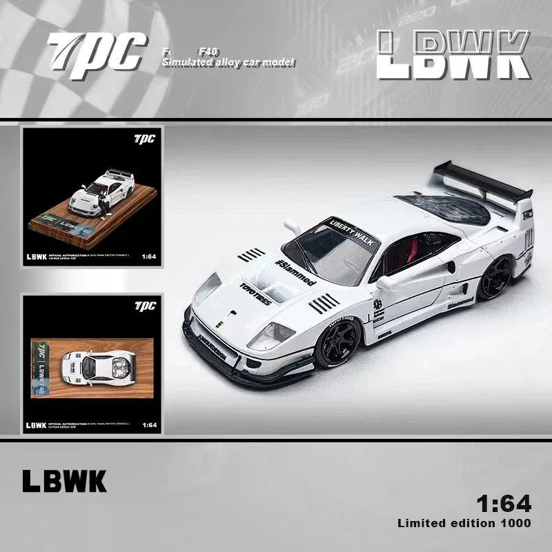 

TPC 1:64 модель автомобиля F40 LBWK литой спортивный автомобиль из сплава-белая коллекция LTD