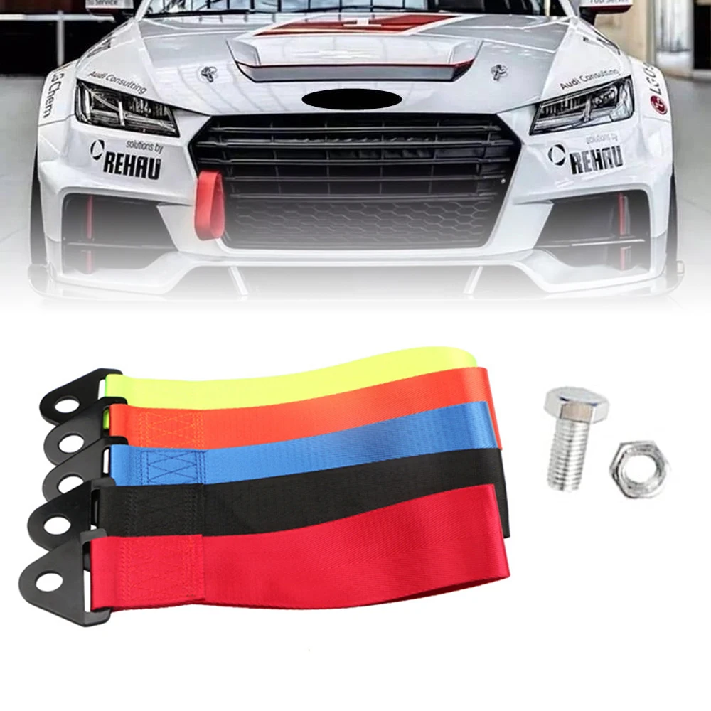

Car Tow Strap Racing Towing Hook Sports Set Nylon Trailer Rope High Strength 2T For Auto Front Rear Bumper Styling Accessories