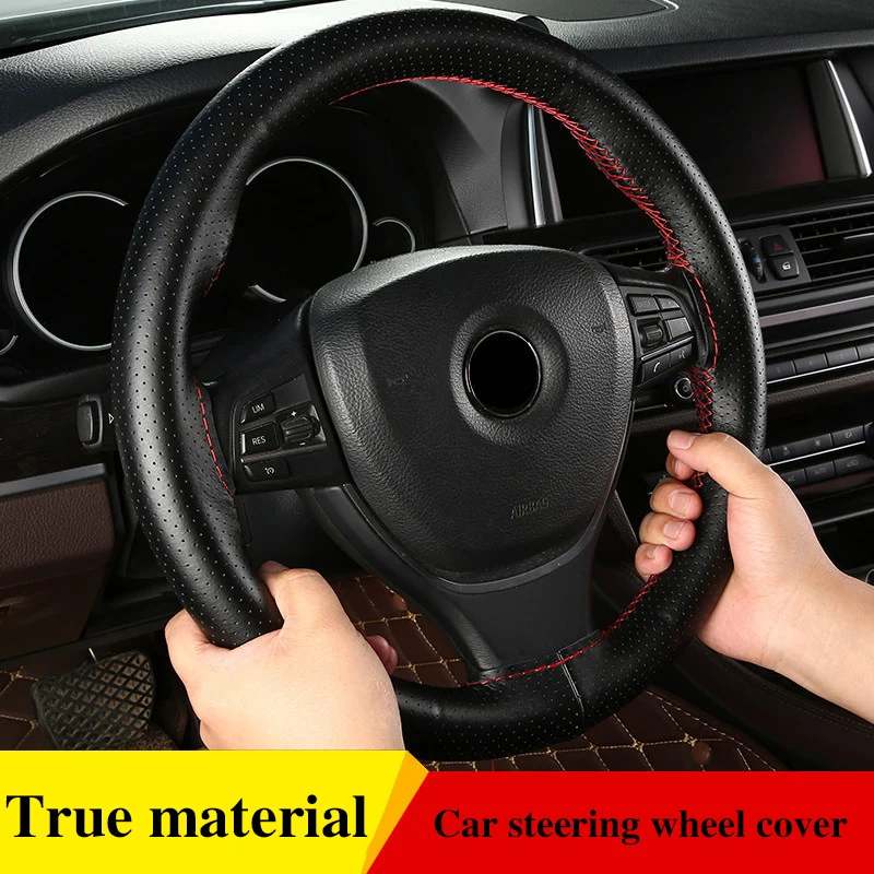 

Braid On Steering Wheel Car Steering Wheel Cover Artificial Leather Diameter 38cm Auto Car Accessories With Needles And Thread
