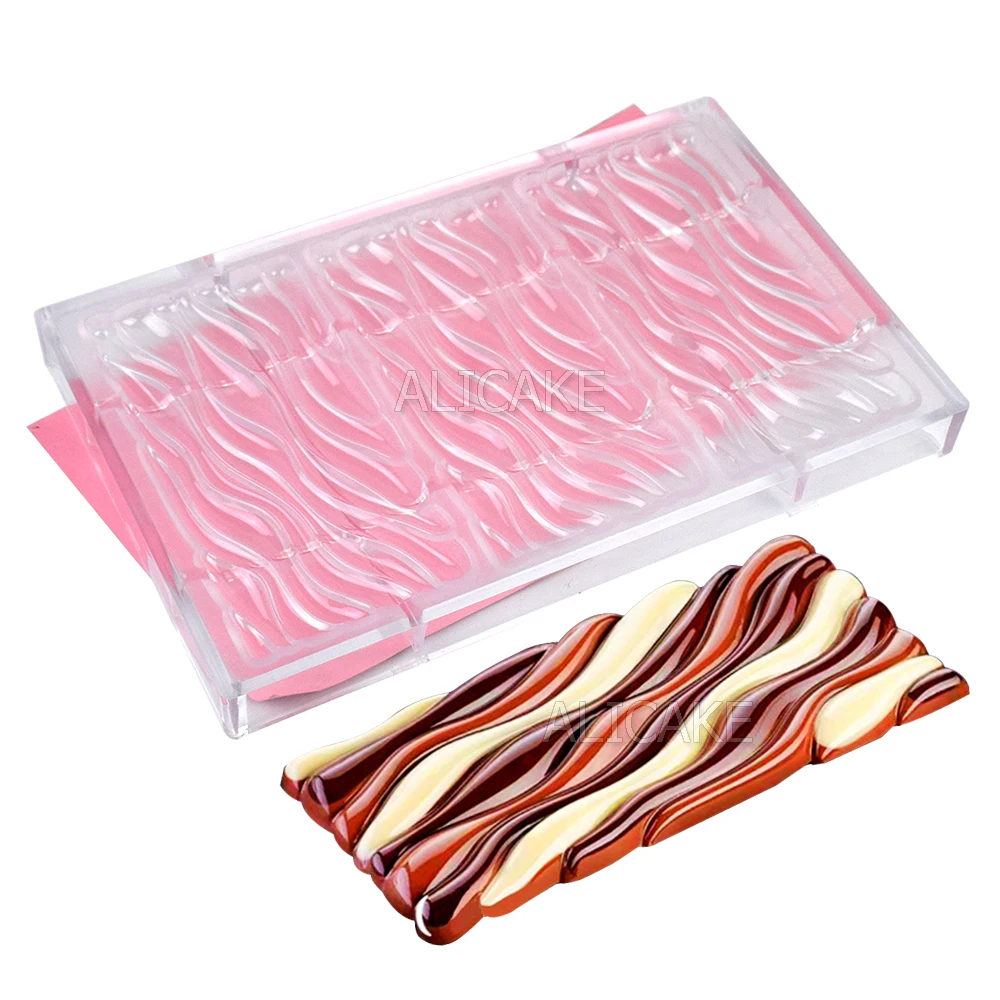 

Polycarbonate Chocolate Molds Ripple Shape Thick Professional Bonbons Candy Bar Tray Confectionery Baking Pastry Tools