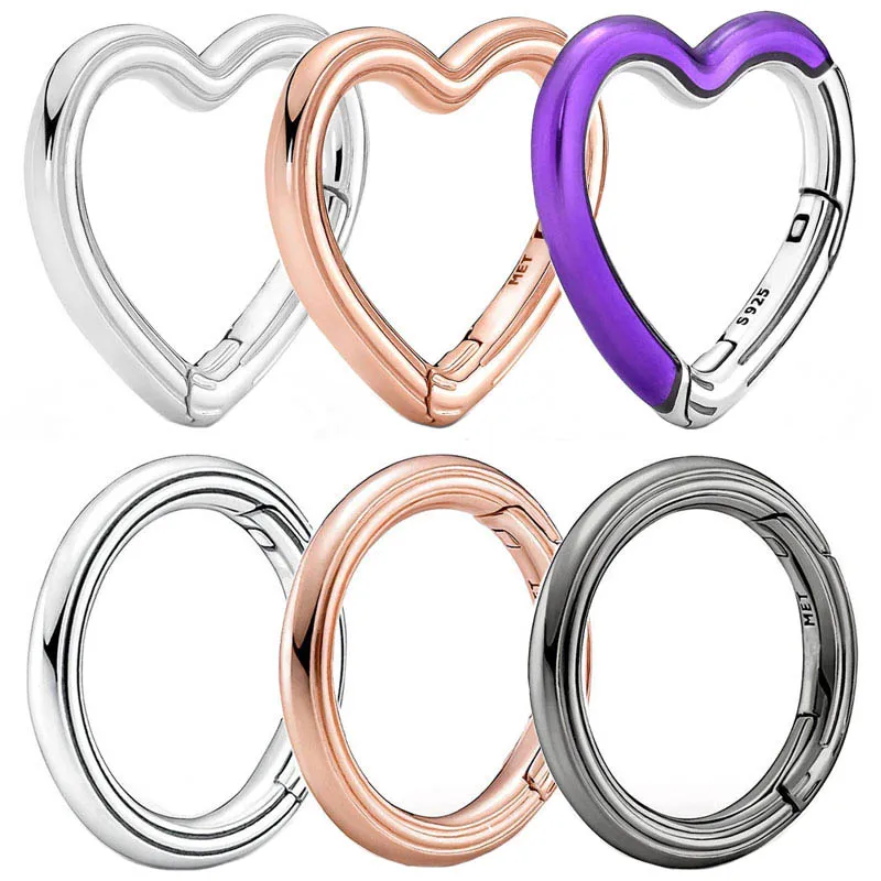 

Original Rose ME Styling Round & Purple Heart Connector Charm DIY Jewelry Fit 925 Sterling Silver Bead Popular Bracelet Necklace