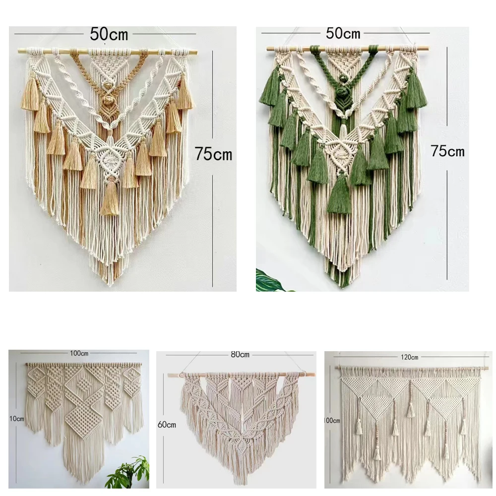 

Nordic Bohemian Macrame Wall Hanging Tapestry with Tassel Boho Hand-woven for Home Livingroom Bedroom Room Hotel Art Decoration