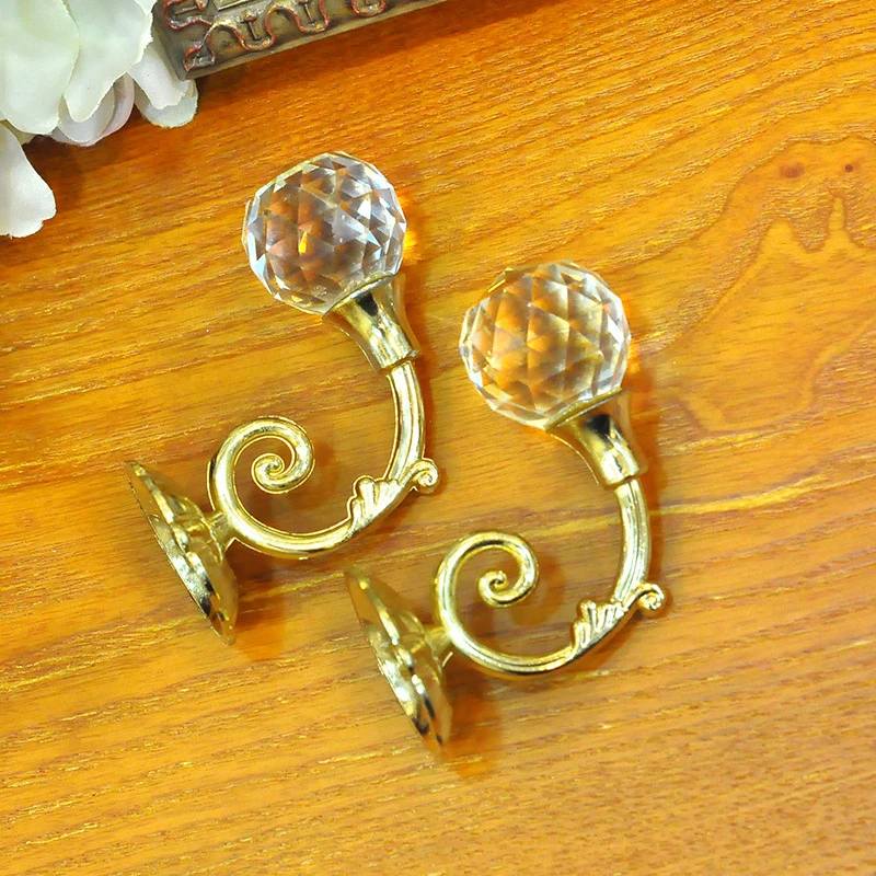 

2pcs Large Curtain Holdback Wall Tie Back Hooks Metal Crystal Glass Curtain Holdback Wall Tie Back Hanger Holder Drop Shipping