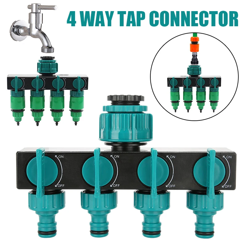 

Drip Irrigation 4-Way Garden Tap Water Splitter Water Pipe 4 way Splitter Irrigation Valve Quick Connector