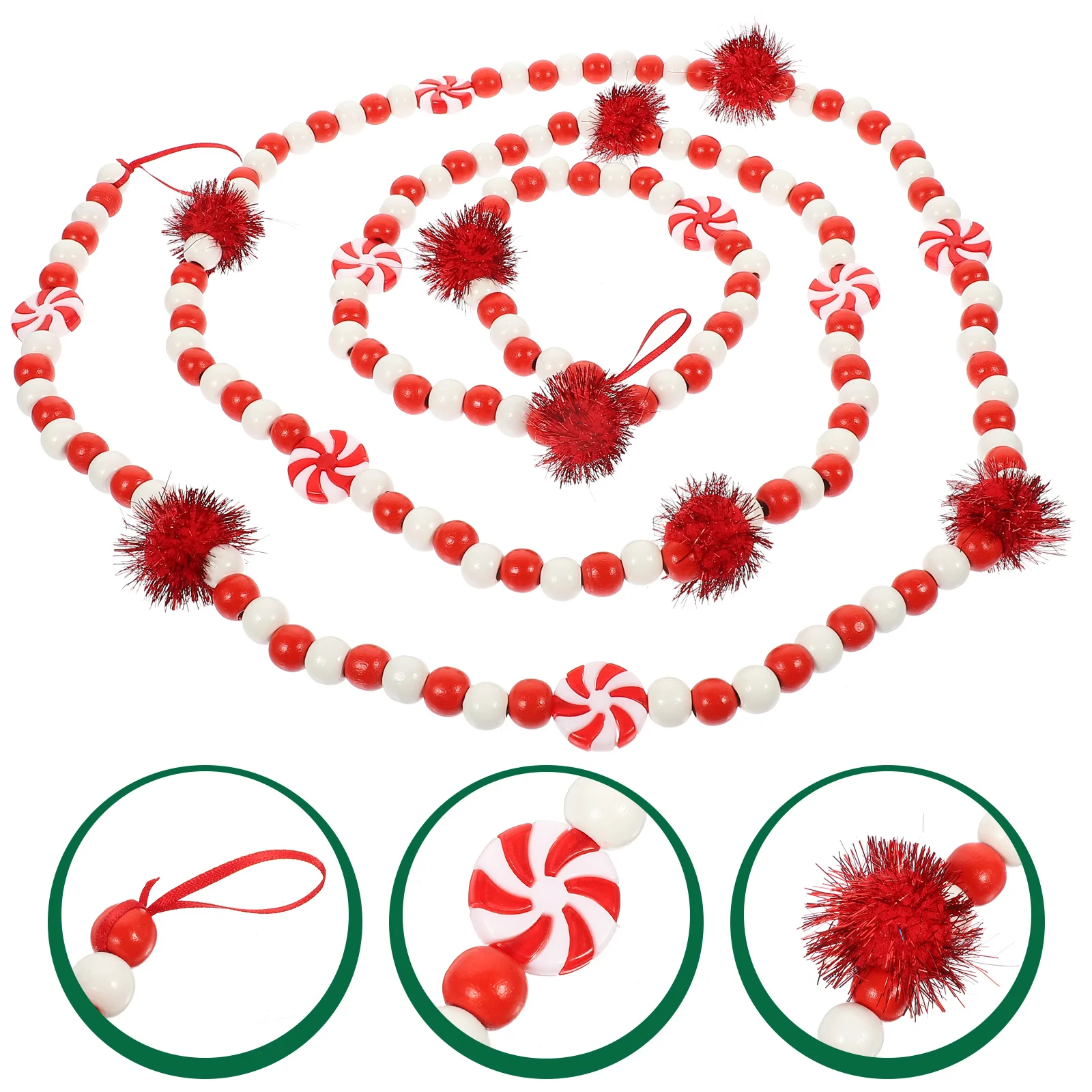 

Garland Christmas Candy Hangingtree Ornament Party Beads Peppermint Bead String Beaded Decor Favors Wood Pendant Decoration