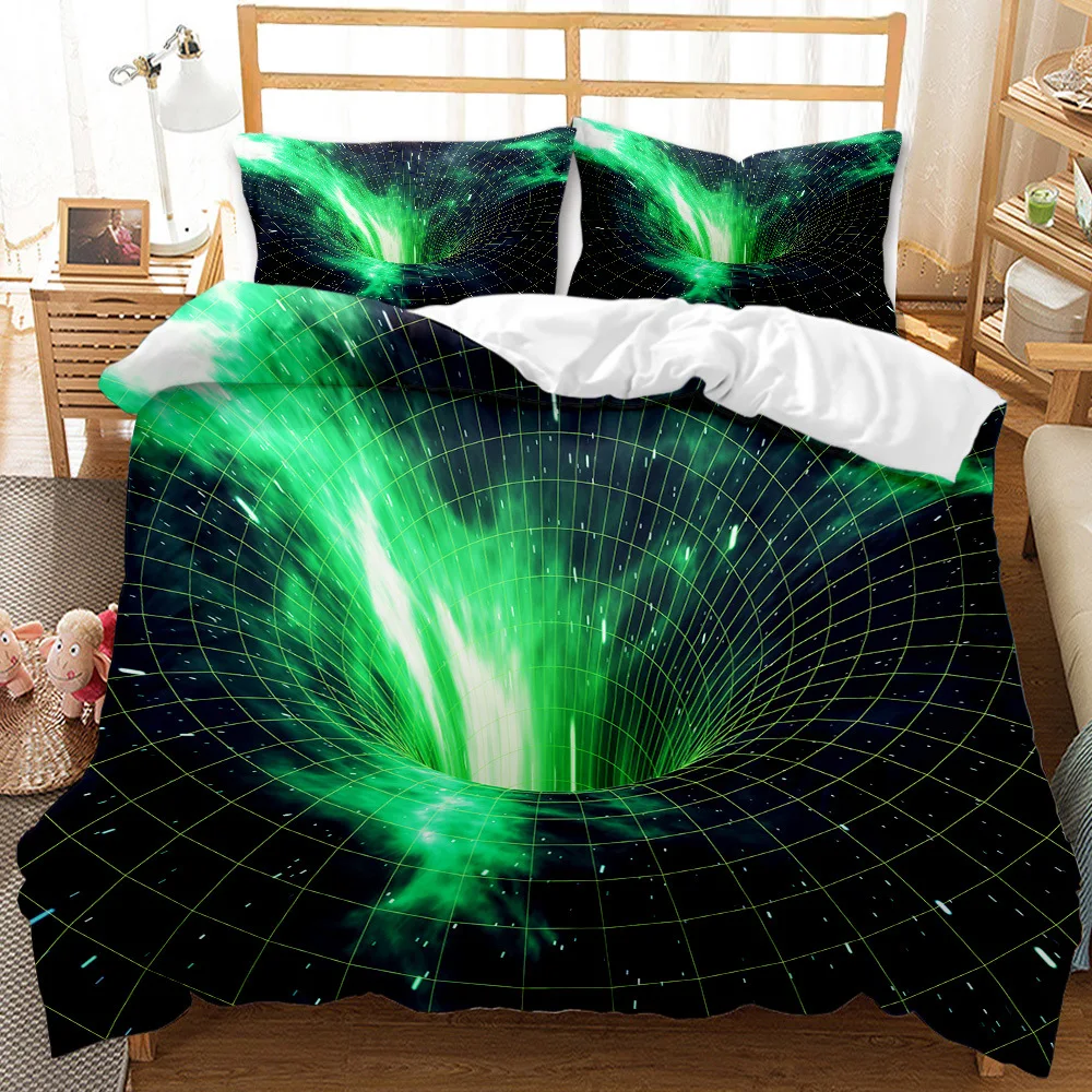 

Starry Sky Duvet Cover Set King Size Green Sky Theme Abstract Style Arrangement Cosmos Concept Print Twin Polyester Bedding Set