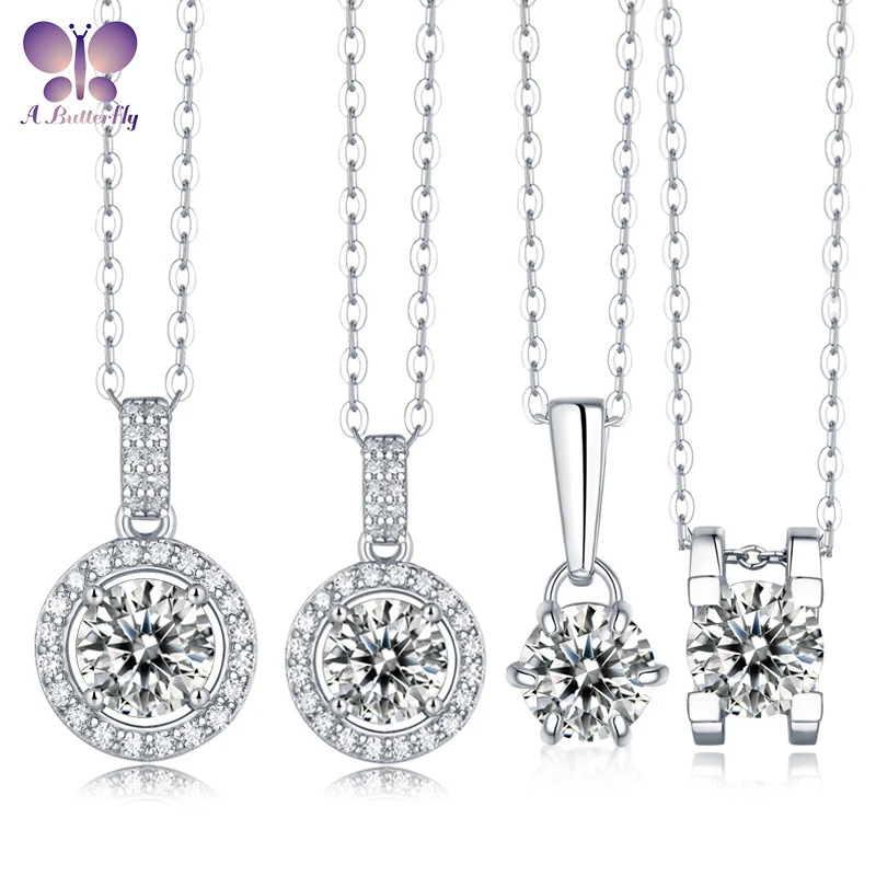 

Женский кулон из серебра 100% пробы, с муассанитом 1-2 карата