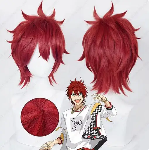 ES Crazy:B Rinne Amagi косплей парик 35 см красные короткие волосы термостойкие