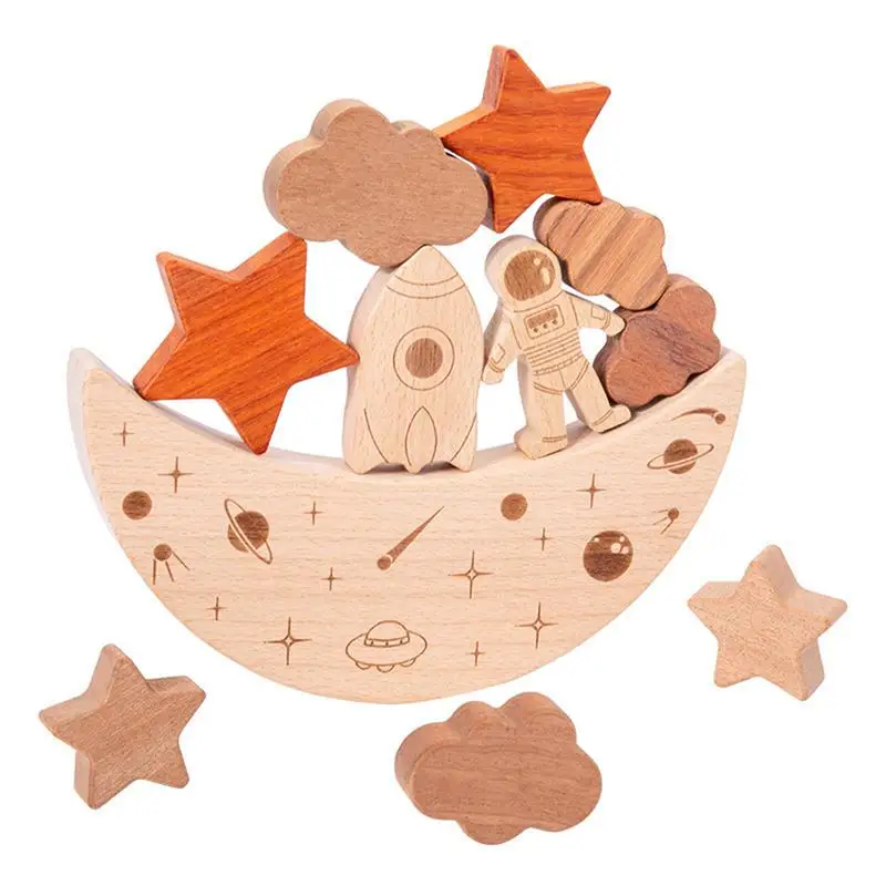 

Unique Children Wooden Balance Blocks Toys Toddler Stacking Blocks Building Toys Creativity Parent-Child Interactive Games Gift