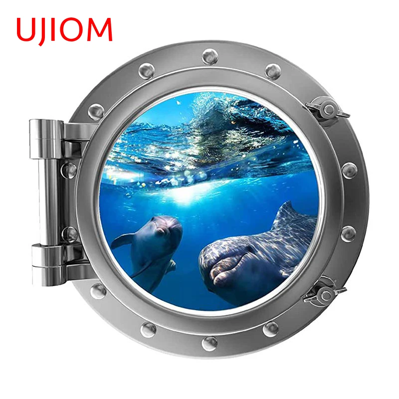 

UJIOM 13cm X 12.3cm Cute Animals Dolphin Wall Sticker Waterproof Decals Living Room Kids Room Bathroom Dress Up Wash Basin Decor