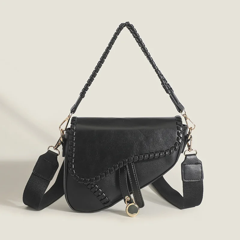 

Female Bag 2023 New Senior Sense Luxury Niche Design Black One Shoulder Underarm Bag Handbag Crossbody Saddle Bag