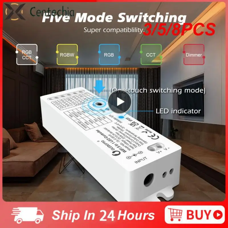 

3/5/8PCS Tuya Rf Remote Strip Light Controller 5 In 1 Adjust Brightness Switch App Control Wifi Led Controller Voice Control Diy