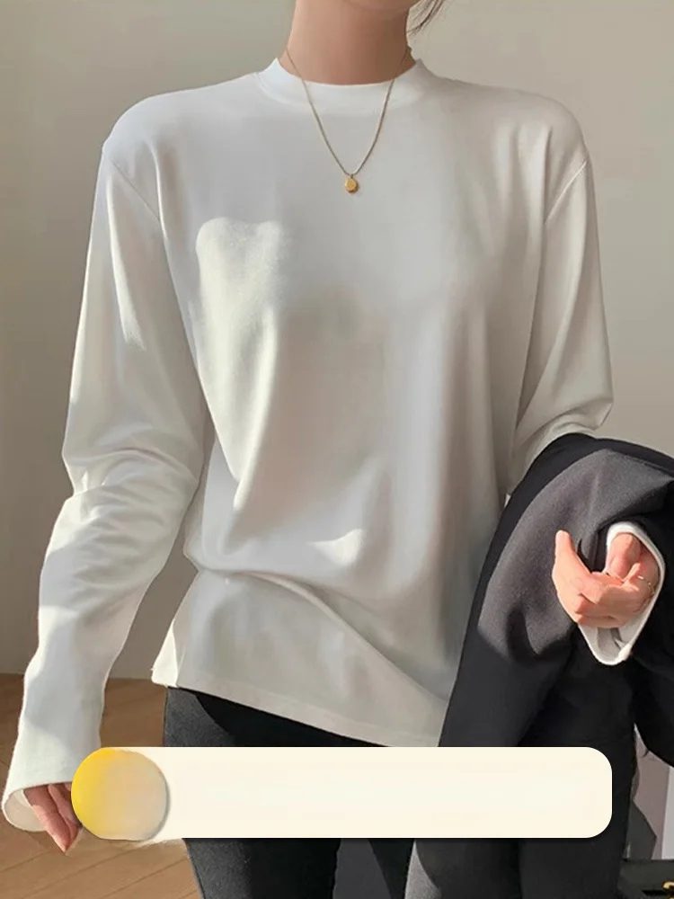 Хлопковая нижняя рубашка с высоким воротником. Женская свободная длинными