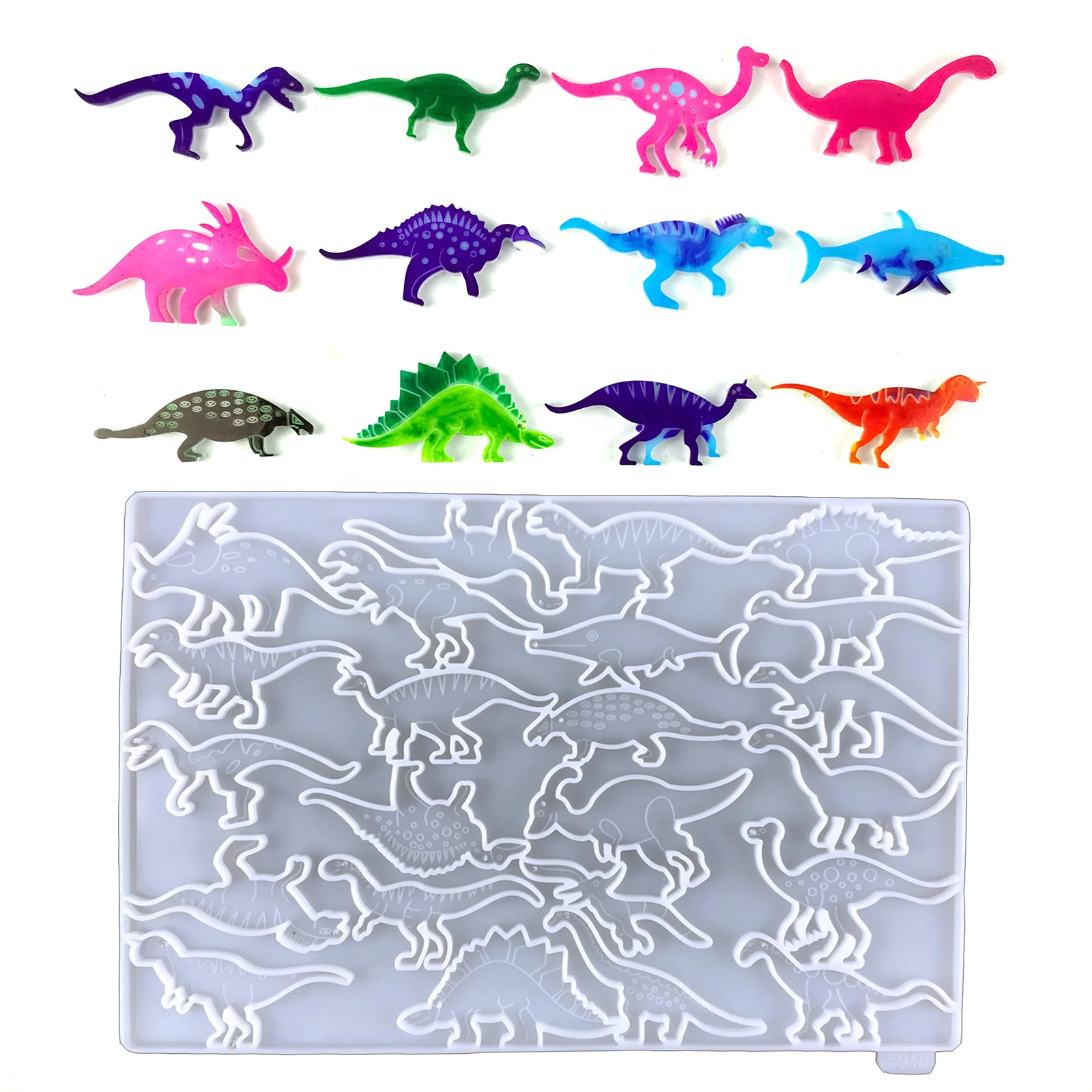 

Many Types Dinosaur Keychain Resin Mold DIY Catroon Sauropoda Key Ring Silicone Mold Kids Gifts