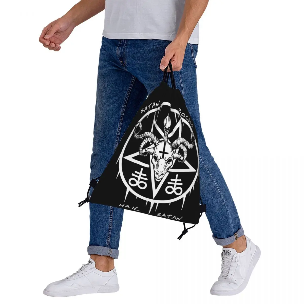 С надписью HAIL SATAN-сатана камни-забавные сатановые оккультные рюкзаки сумки на