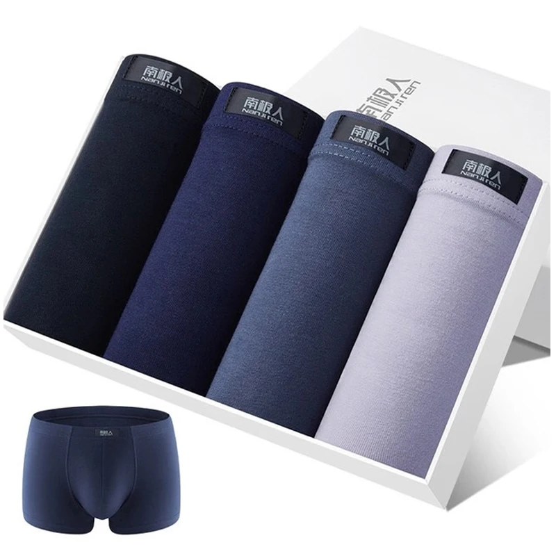 4Pcs/lot Mens Underwear Soft Boxers Cotton Boxer Men Solid Boxer Shorts Plus Size Boxers Comfortable Mens Underwear