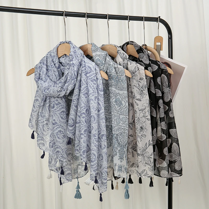 Шарф с кисточкой хлопковая шаль элегантный дизайн шейный платок новинка Echarpe