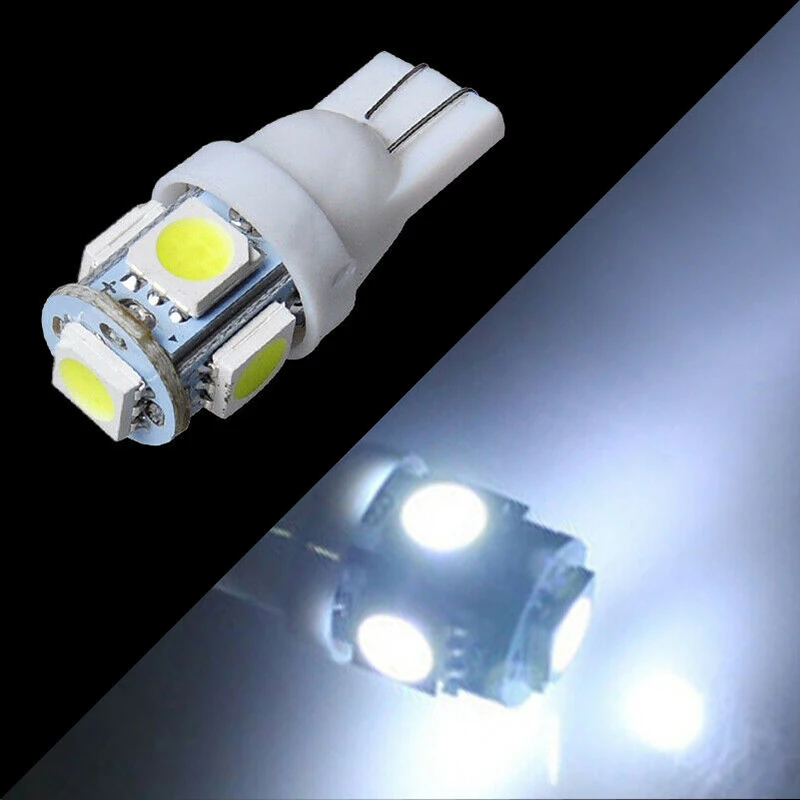 

20 шт., T10 5050 5-SMD, белая лампа для внутреннего освещения автомобиля