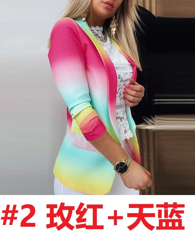 Autumn and Winter Women's Long-sleeved Small Suit 2023 New Tie-dye Temperament Professional Slim Top Jacket