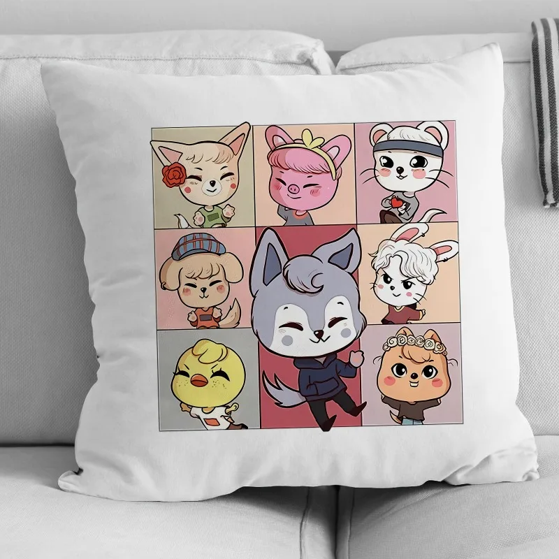 Современная квадратная декоративная наволочка с мультяшным принтом для дома и