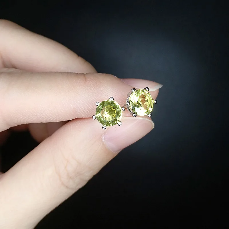 

ZHFANGIYE 6mm Zircon Earrings 925 Silver Jewelry Fashion Stud Earrings Accessories for Women Wedding Party Engagement Gifts