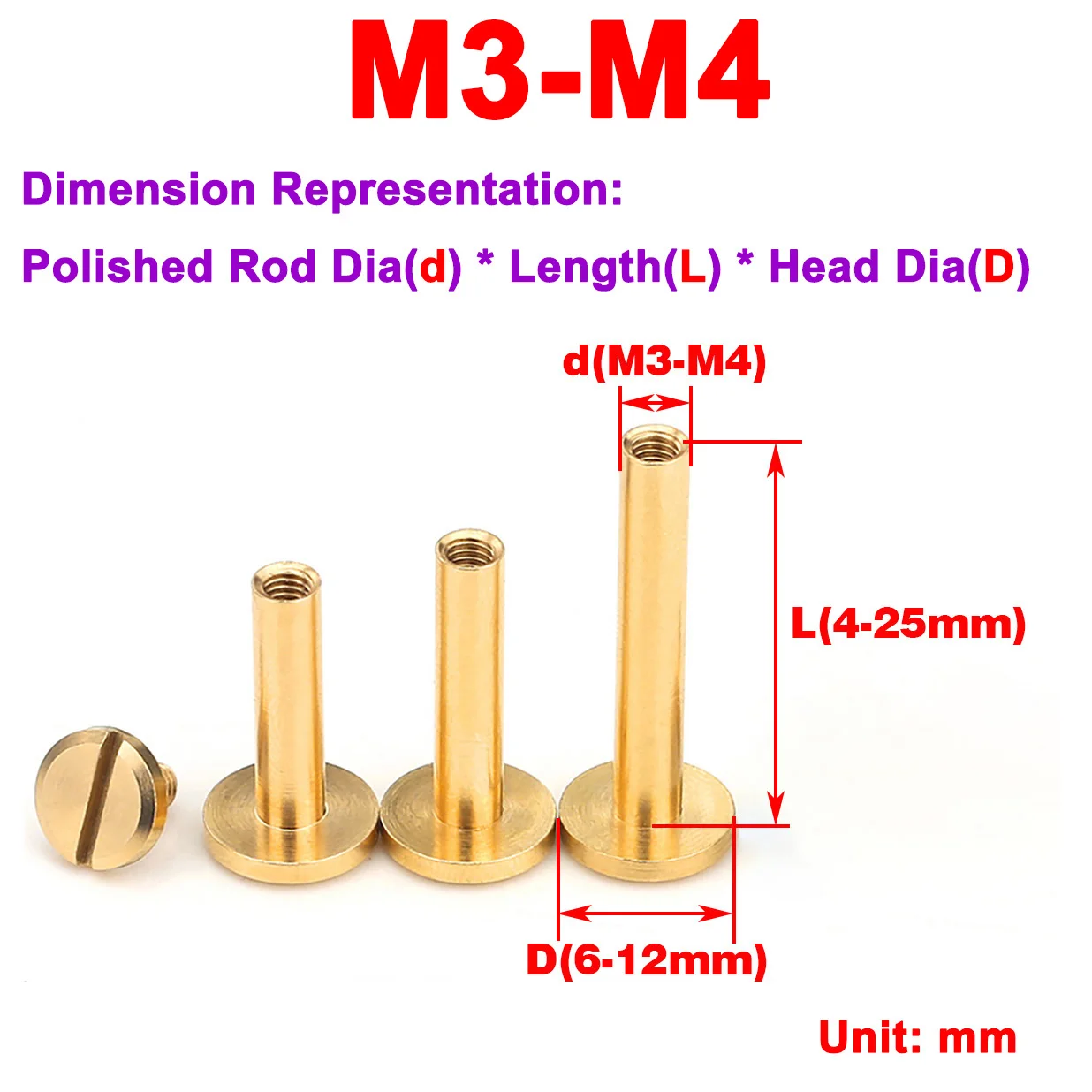 

Copper Nut Screw Pair Lock Rivet / Flat Head Slotted Screw / Belt Bag Buckle Connection Leather Accessories