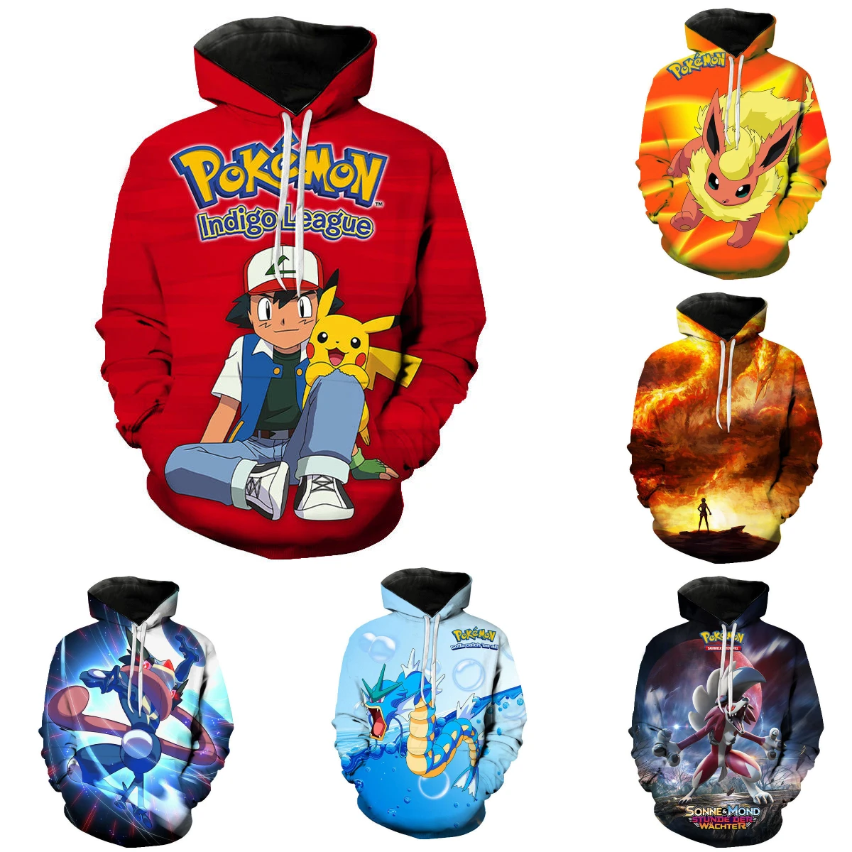 

Unisex Kawaii Hoodie Pokemon 3D Print Fashion Anime Children's Sweatshirt cartoon anime printed long sleeve Casual Pullovers