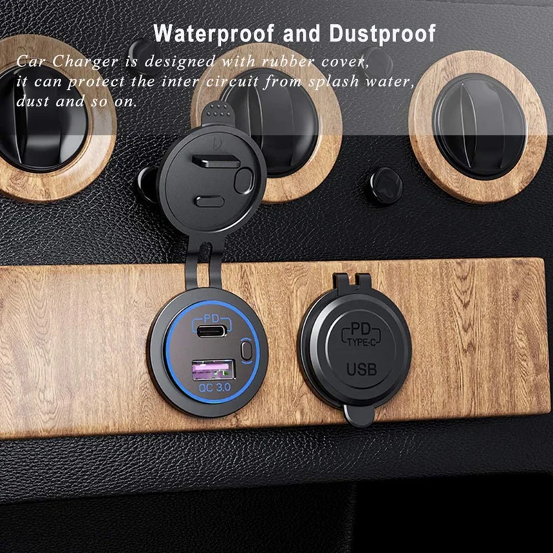 2 шт. автомобильное зарядное устройство USB Type-C и QC 3 0 12 В