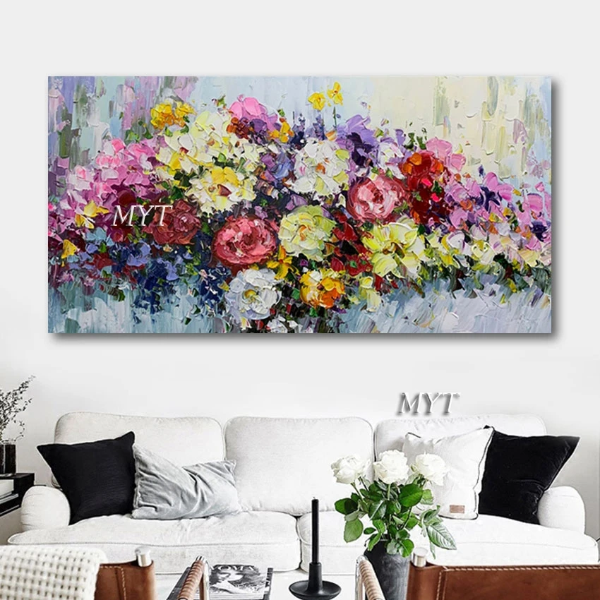 

Paint By Large Single Canvas 100% Handpainted Flowers Tree Abstract Morden Oil Painting On Ca Nvas Art Pictures