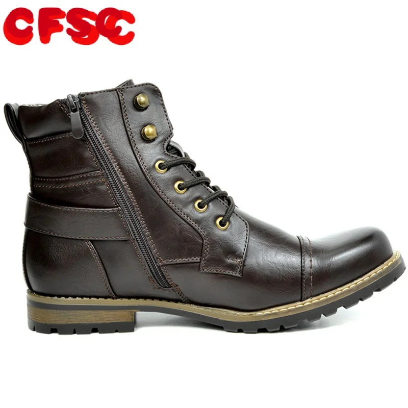 

Ботинки мужские кожаные деловые, удобные теплые мотоциклетные ботинки, оксфорды, Рабочая обувь для снега, зимние