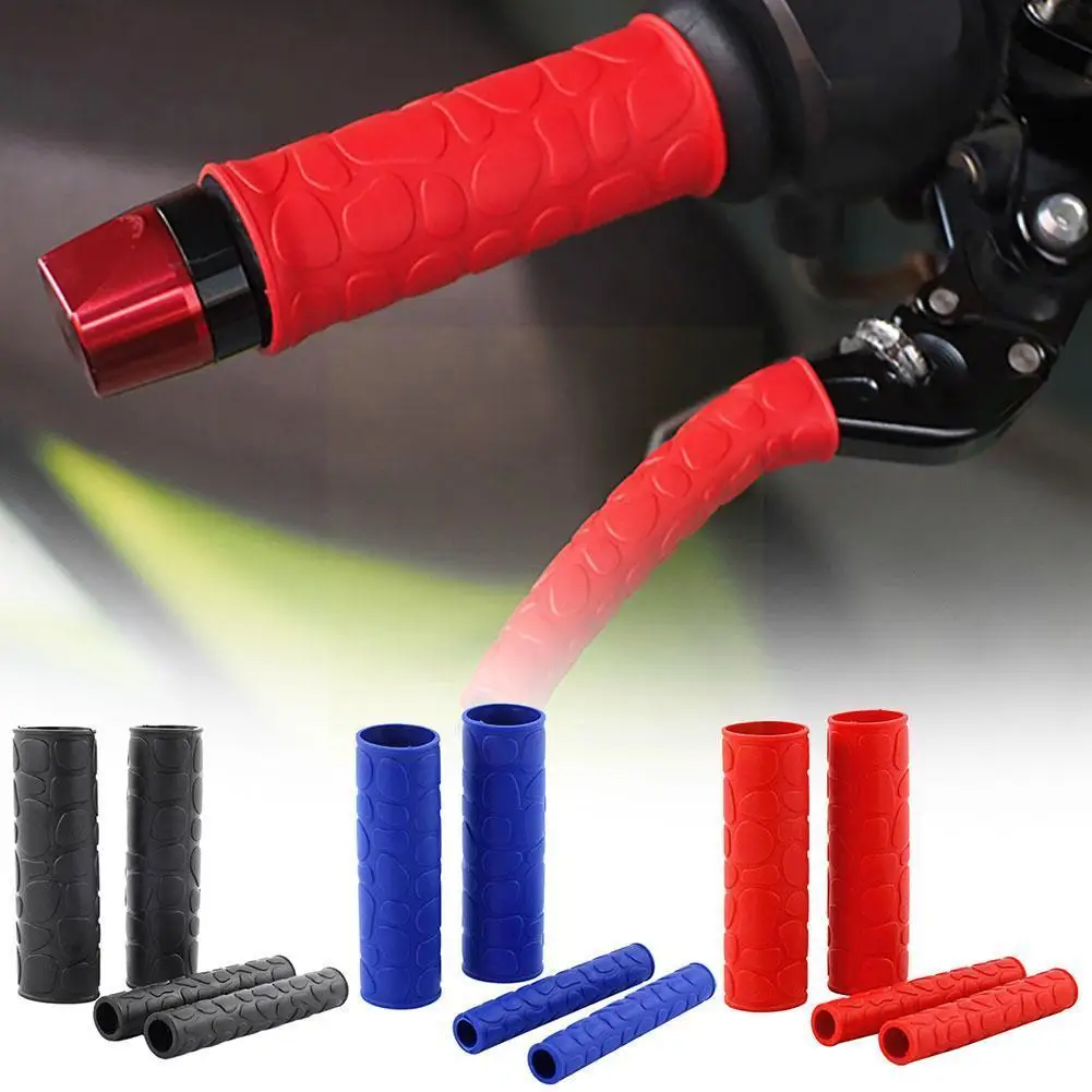 

2 Pairs Universal Motorcycle Handlebar Grip Brake Clutches Handle Soft Protector Brake Sleeve Bar Rubber Lever Silicone Cov I5U1
