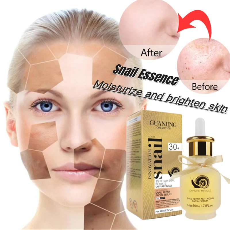 

Snail Essence Brightening Skin 50ml Fade Fine Lines and Improve Acne Marks Essence Facial Moisturizing Cream Vitamin C Serum