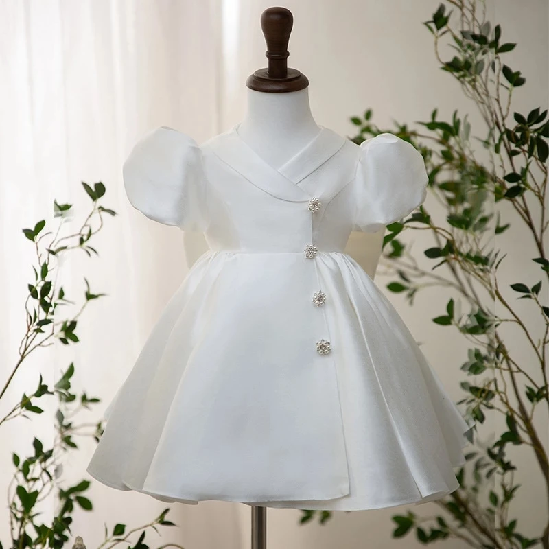 

Christening Dress For Baby Girl 12M Ball Gowns Princess Little Girl Wedding Dress Puffy White Elegant Baptism Baby Girl Dress