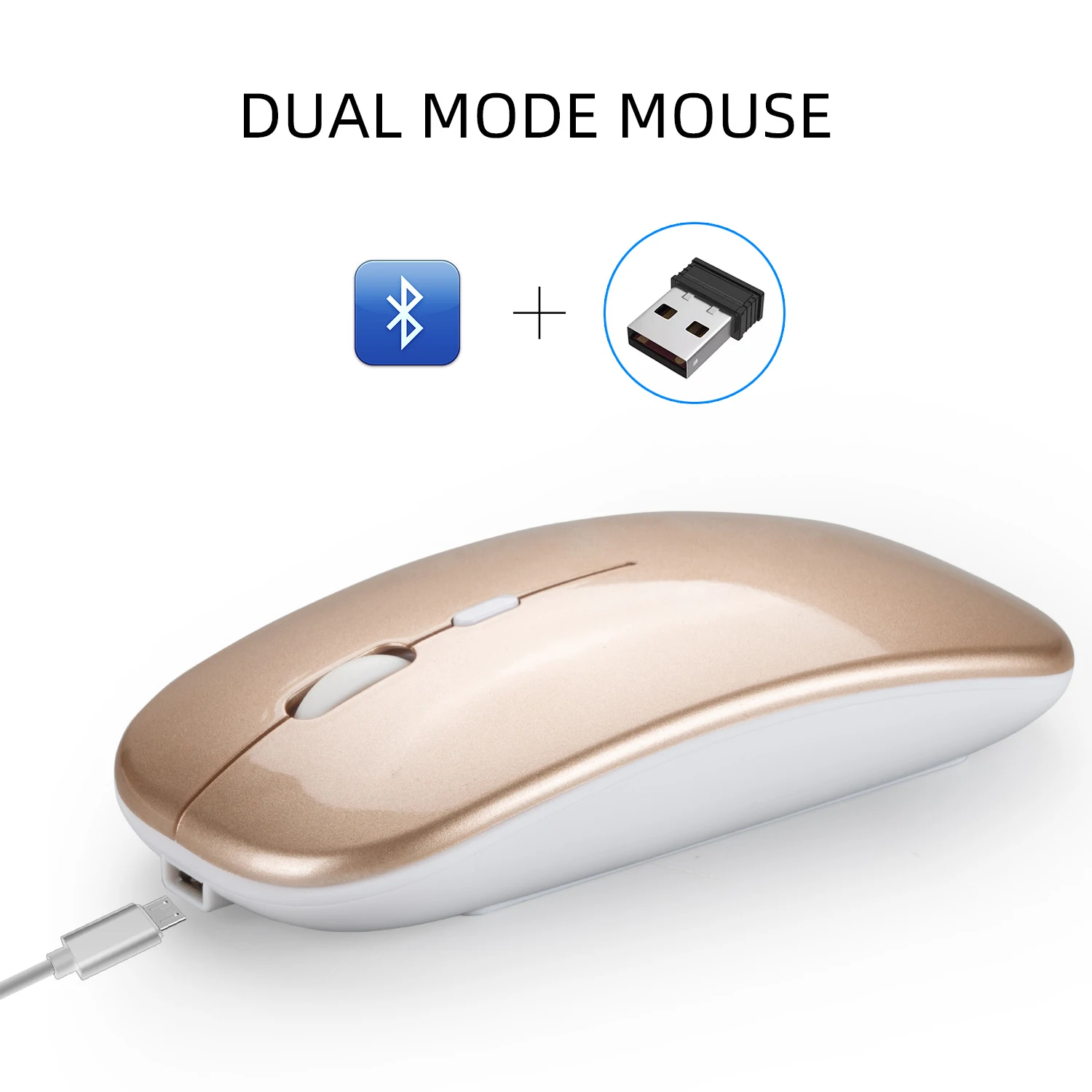 

Rechargeable 2.4G Wireless Mouse Bluetooth 5.0 Ultra-thin Optical Silent Mice Dual Modes 1600DPI Laptop Gaming For Office Home