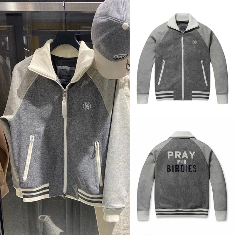 

South Korea's Original Single Golf Jacket Men's Loose Thick Warm Baseball Clothes Winter New Sports Wool Coat