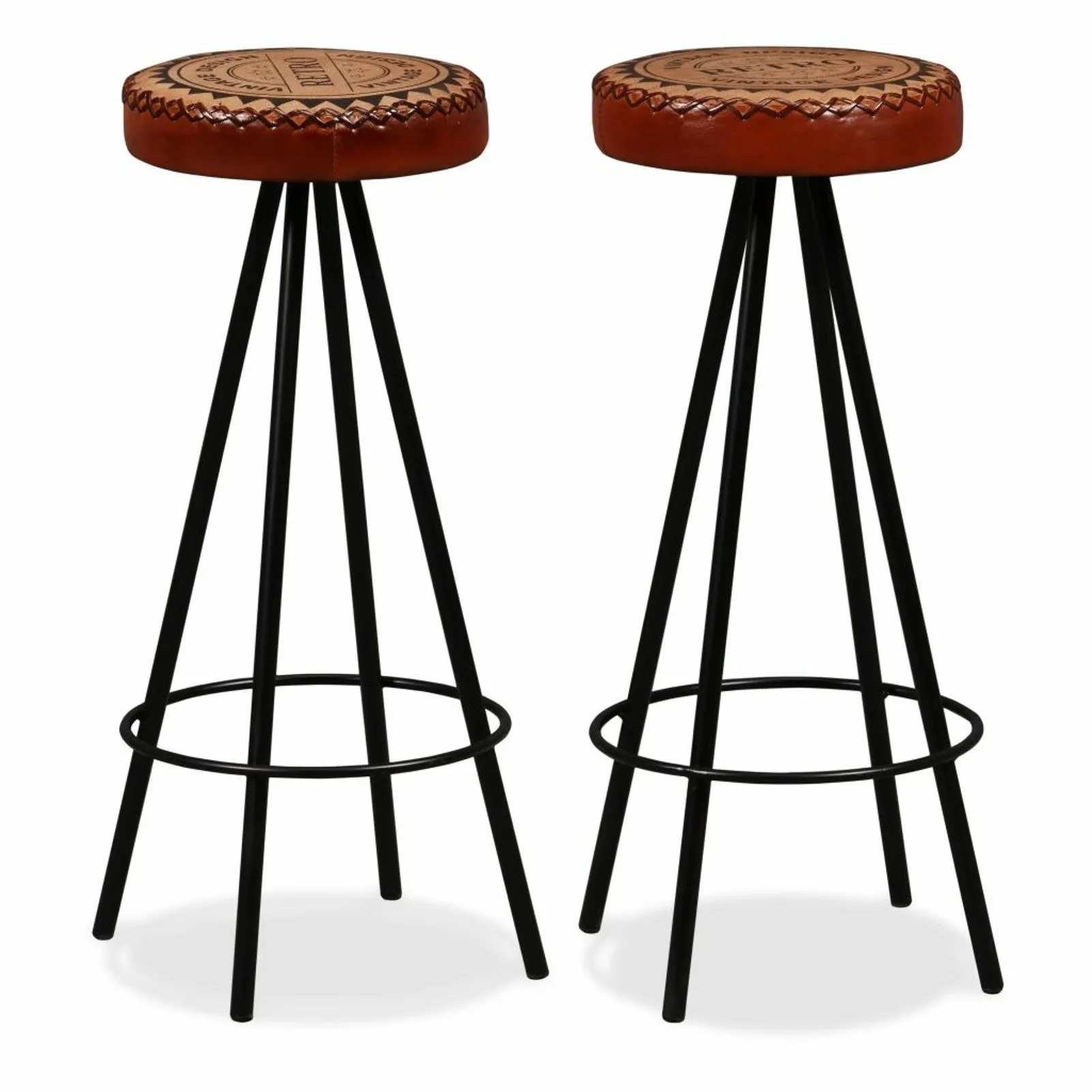 

Bar Stools 2 pcs Real Leather